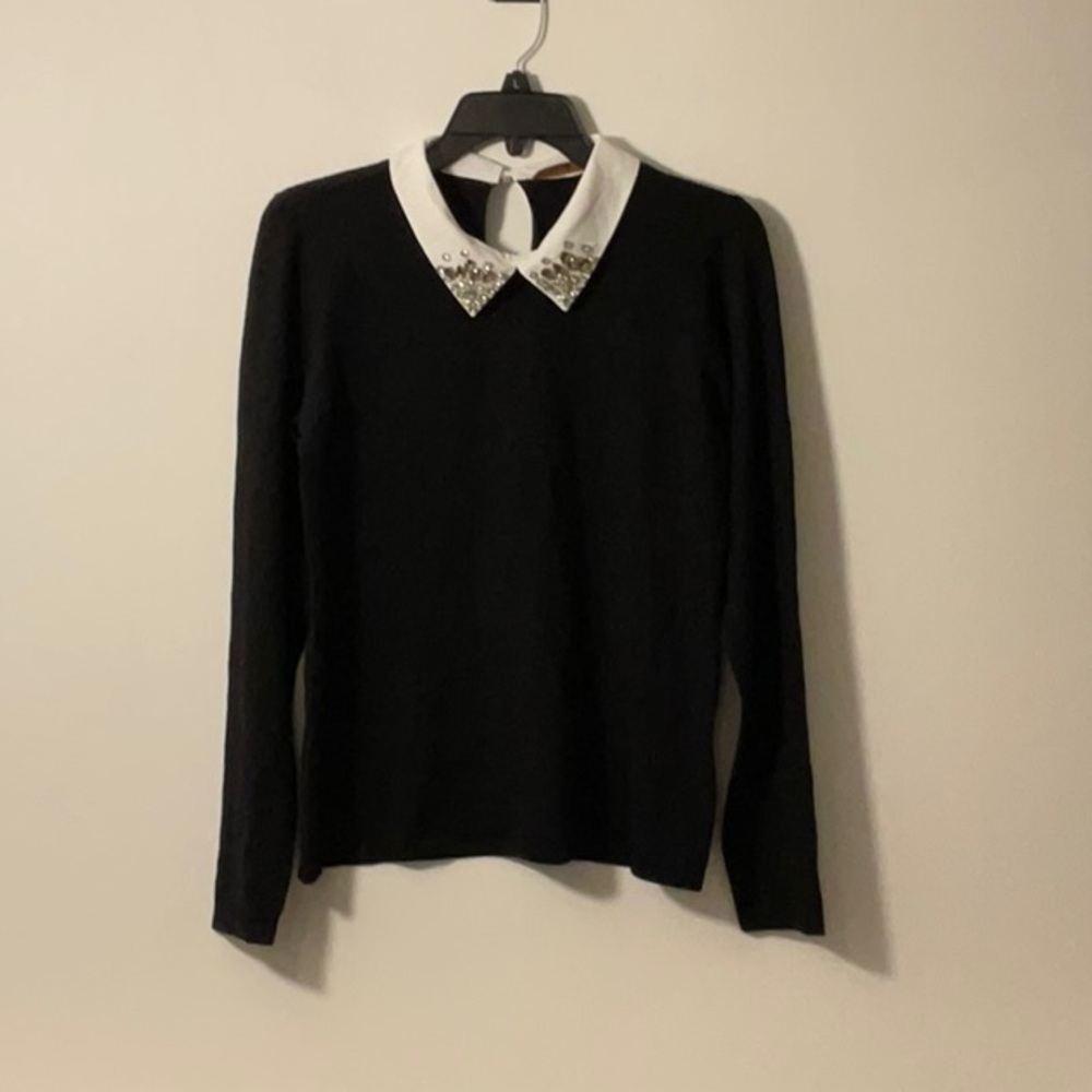 Belldini Black Sweater with White Collar